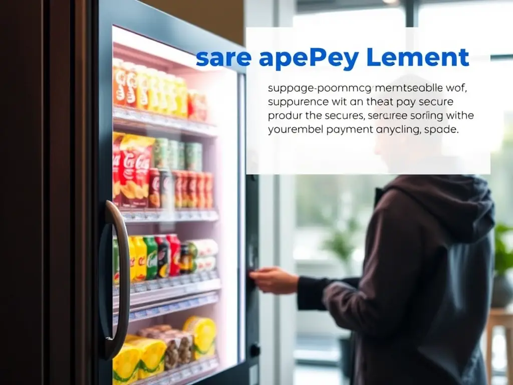 A vending machine with a secure payment lock, allowing customers to take items after pre-authorization. The image highlights the security and convenience of Vendai's payment system.